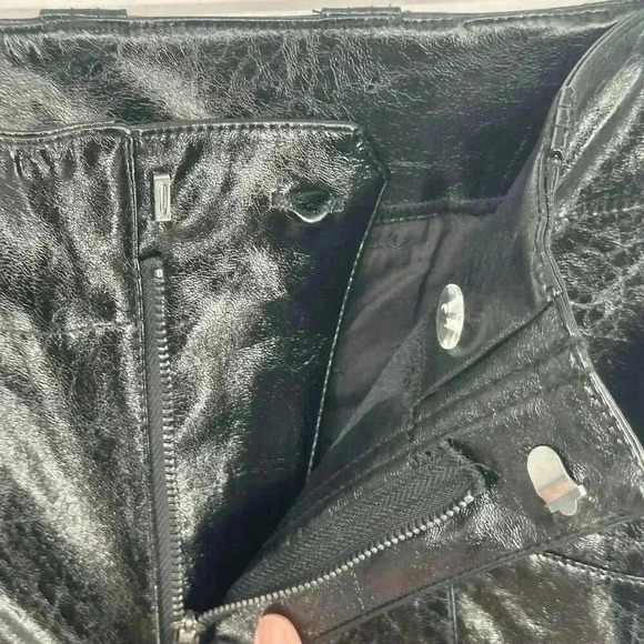 NWT Free People Star Crossed Lovers Patent Leather Straight Pants Black Sz 0 - Picture 6 of 16
